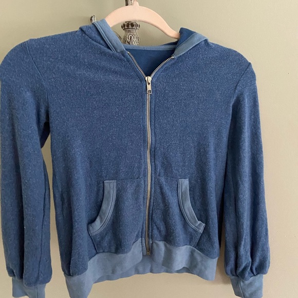 NWOT Wildfox Solid Full ZIP BBJ jersey Hoodie size 10 girls Navy - Picture 1 of 3